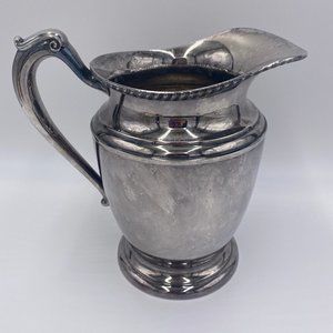 Vintage Tarnished Crescent Silverware Silverplate Water Pitcher Pedestal 3155